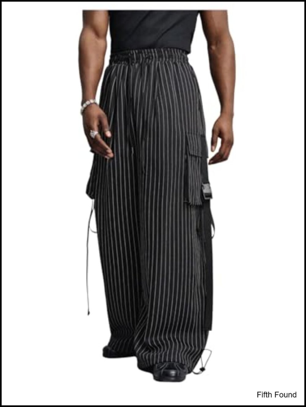 Wide Leg Parachute Cargo Pants with Pockets Men's Streetwear